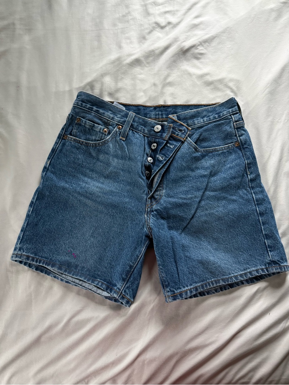 Levi's Women's Dark Blue Denim Button-Fly Shorts